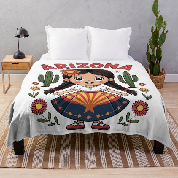 Item preview, Cute Arizona Girl in State Flag Dress and Cactus for Kids designed and sold by NUMAcreations.