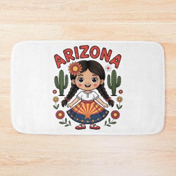 Item preview, Cute Arizona Girl in State Flag Dress and Cactus for Kids designed and sold by NUMAcreations.