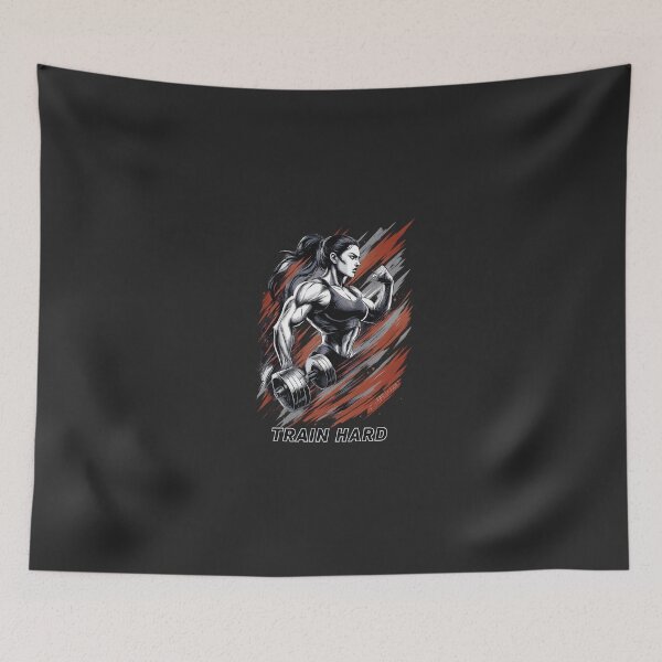 Item preview, Train Hard – Muscular Woman Fitness Motivation designed and sold by StorySeller85.
