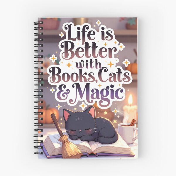 Item preview, Life is Better with Books Cats & Magic - Cozy Black Cat Design designed and sold by TatiK-Treasures.