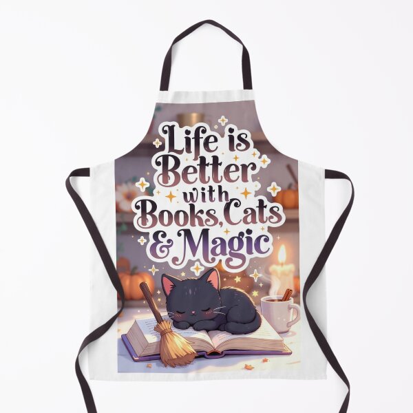 Item preview, Life is Better with Books Cats & Magic - Cozy Black Cat Design designed and sold by TatiK-Treasures.