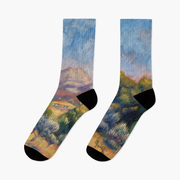 Item preview, Mont Sainte Victoire by Pierre-Auguste Renoir: Sunlit Impressionist Landscape Poster designed and sold by artofuniverse.