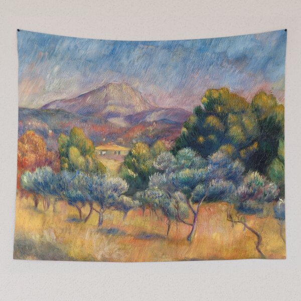 Item preview, Mont Sainte Victoire by Pierre-Auguste Renoir: Sunlit Impressionist Landscape Poster designed and sold by artofuniverse.