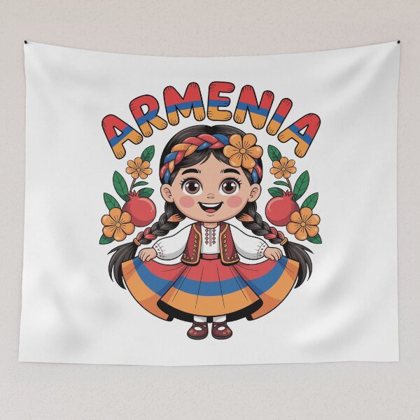 Item preview, Cute Armenian Girl in Flag Dress with Pomegranates for Kids designed and sold by NUMAcreations.