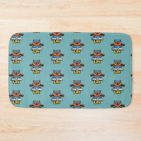 Item preview, Stay Calm and Lift – Cute Kawaii Capybara Lifting Dumbbells Gym Sticker designed and sold by les3cerises.