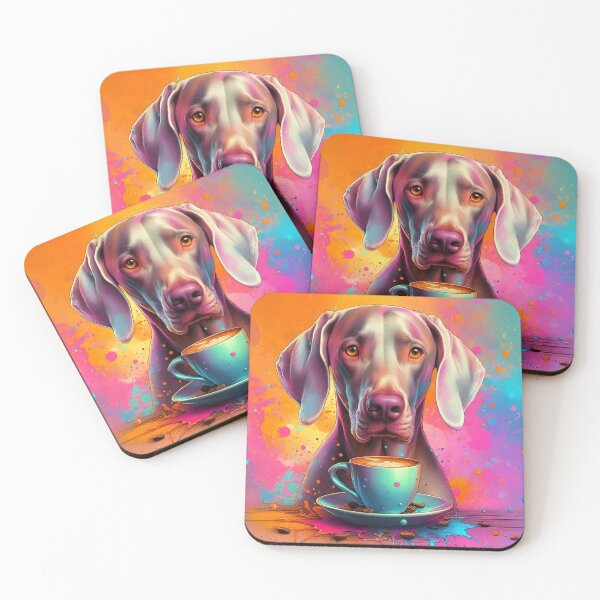 Item preview, Weimaraner Drinking Coffee: "Weimaraner Wake-Up” designed and sold by The Coffee Critters.