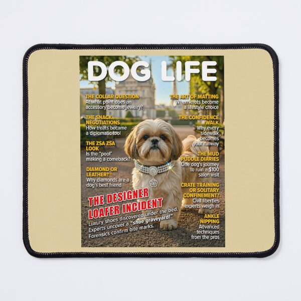 Item preview, Funny Shih Tzu Magazine Cover — The Designer Loafer Incident (DOG LIFE Paris Dog) designed and sold by FrancophileFun.
