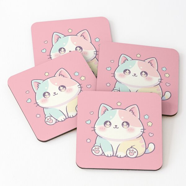 Item preview, Cute Kawaii Pastel Cat Cartoon Kitten Star Eyes Illustration designed and sold by LavinyArt.