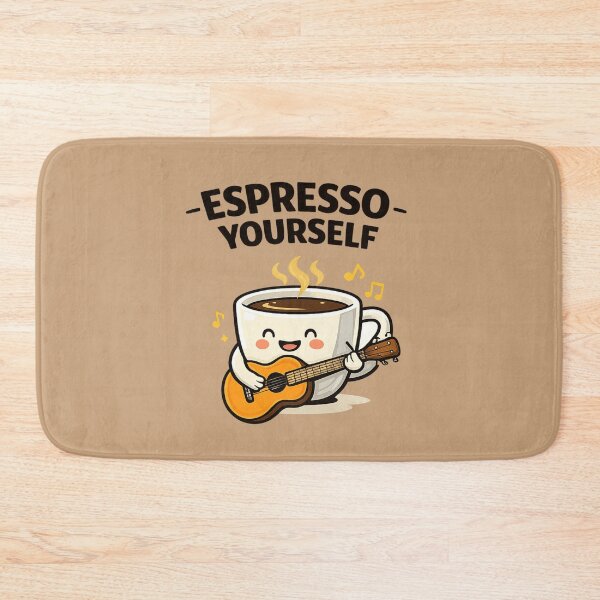 Item preview, Espresso Yourself Funny Coffee T-Shirt – Cute Coffee Cup Guitar Cartoon Design designed and sold by Aredbox.