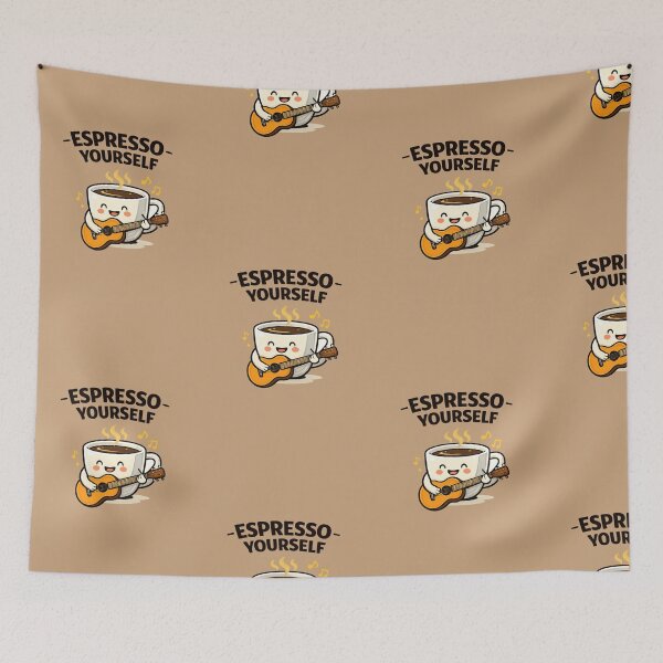 Item preview, Espresso Yourself Funny Coffee T-Shirt – Cute Coffee Cup Guitar Cartoon Design designed and sold by Aredbox.