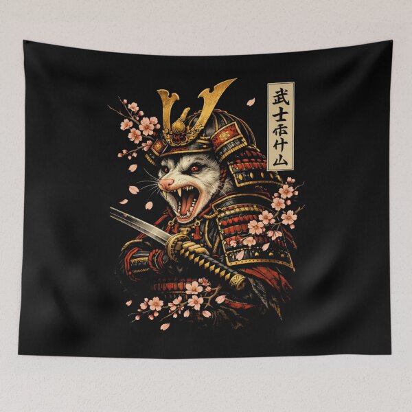 Item preview, Samurai Opossum Warrior with Cherry Blossoms – Japanese Ukiyo-e Style designed and sold by will freed18.