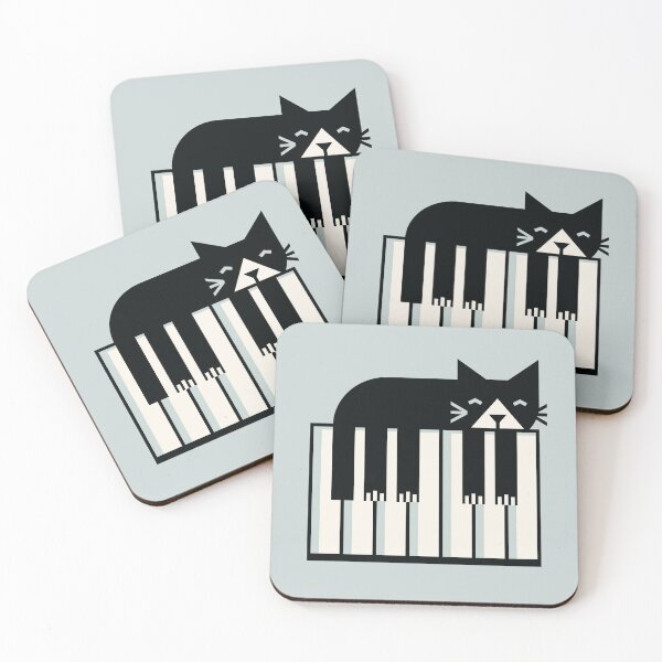 Item preview, Piano musical cat - black natural white and bunny grey designed and sold by SelmaCardoso.
