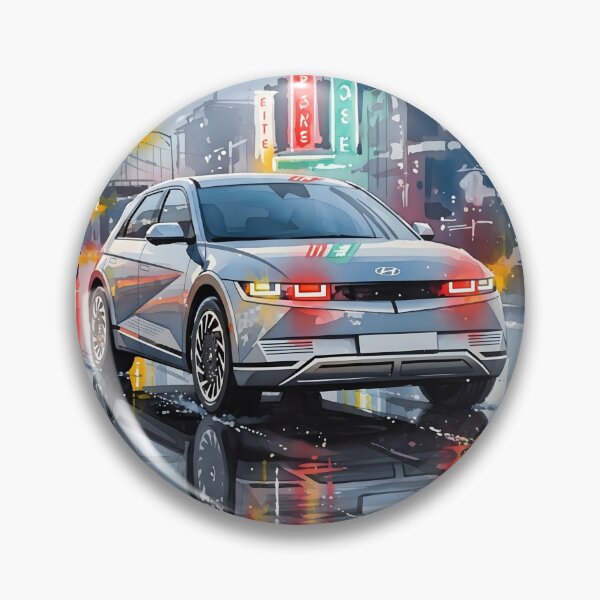 Item preview, Hyundai Ioniq 5 Electric Car Watercolor Art Futuristic EV City Night Illustration designed and sold by Motorline44.