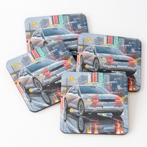 Item preview, Hyundai Ioniq 5 Acuarela Ilustración Auto Eléctrico Futurista Ciudad Nocturna designed and sold by Motorline44.
