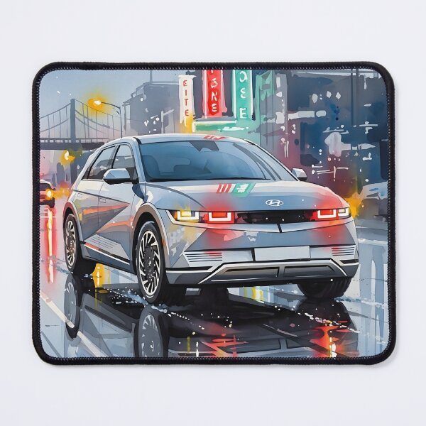 Item preview, Hyundai Ioniq 5 Electric Car Watercolor Art Futuristic EV City Night Illustration designed and sold by Motorline44.