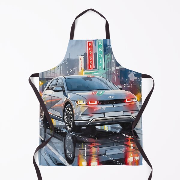 Item preview, Hyundai Ioniq 5 Electric Car Watercolor Art Futuristic EV City Night Illustration designed and sold by Motorline44.