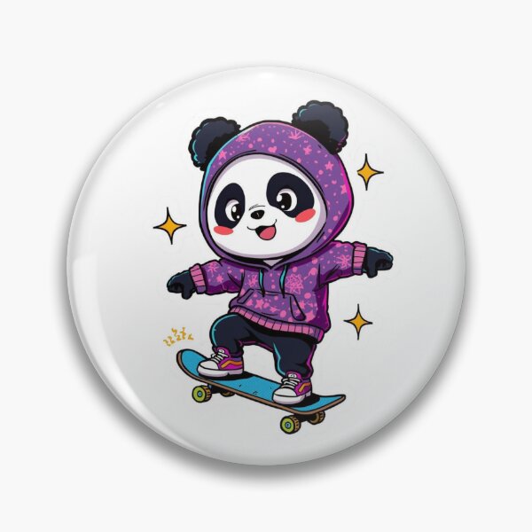 Item preview, Cute Kawaii Panda Riding Neon Skateboard designed and sold by Animepopstudio.