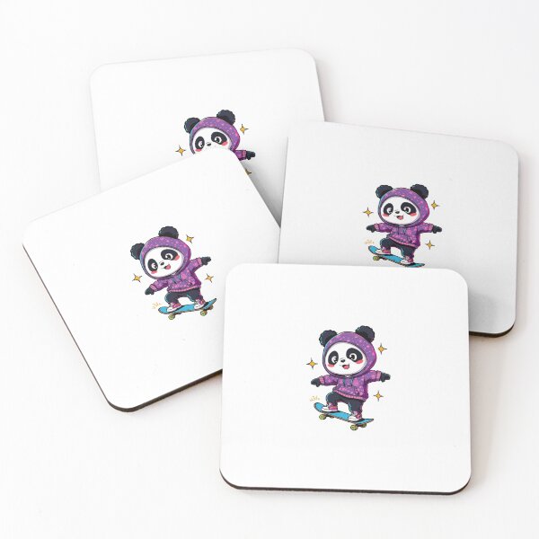 Item preview, Cute Kawaii Panda Riding Neon Skateboard designed and sold by Animepopstudio.
