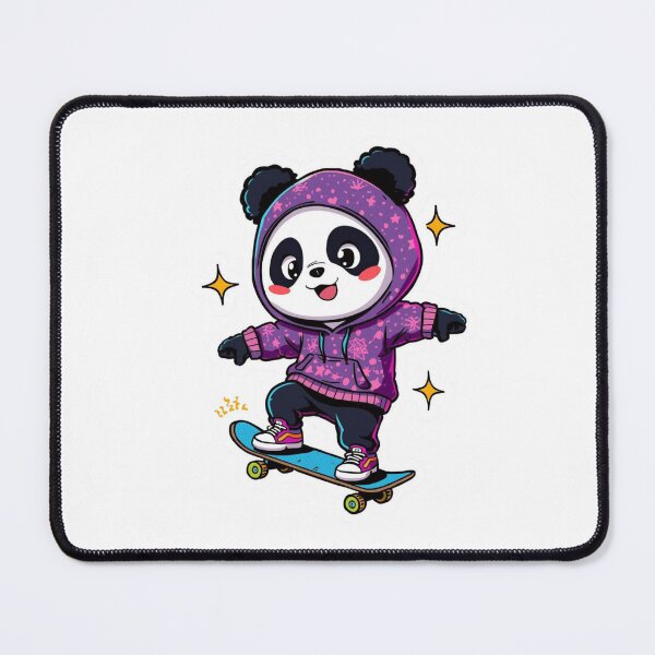 Item preview, Cute Kawaii Panda Riding Neon Skateboard designed and sold by Animepopstudio.