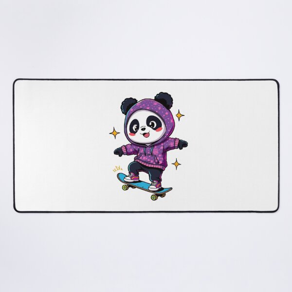 Item preview, Cute Kawaii Panda Riding Neon Skateboard designed and sold by Animepopstudio.