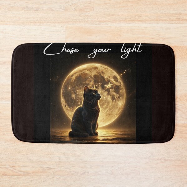 Item preview, Chase Your Light – Magical Black Cat and Golden Moon Art  Tags: designed and sold by HALYNA070824.