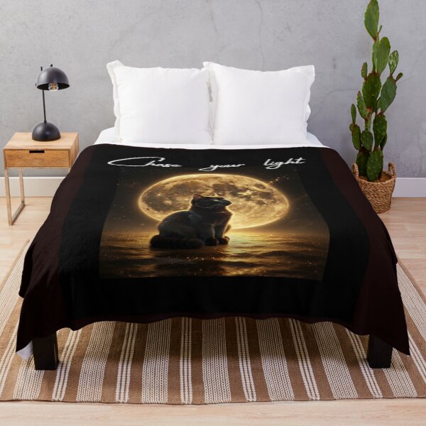 Item preview, Chase Your Light – Magical Black Cat and Golden Moon Art  Tags: designed and sold by HALYNA070824.