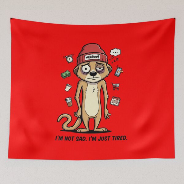 Item preview, Funny Tired Meerkat - I'm Not Sad I'm Just Tired - 90s Retro Cartoon designed and sold by mAXiBoOM.