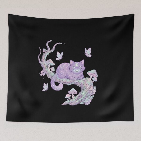 Item preview, Whimsical Purple Fairy Tale Cat on Mossy Branch designed and sold by Rose Collection Shop.