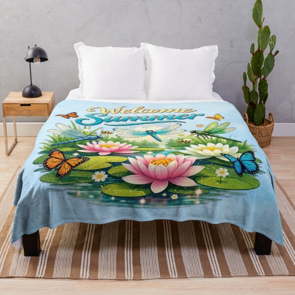 Item preview, Welcome Summer – Water Lilies & Dragonflies designed and sold by MysticOzzy.