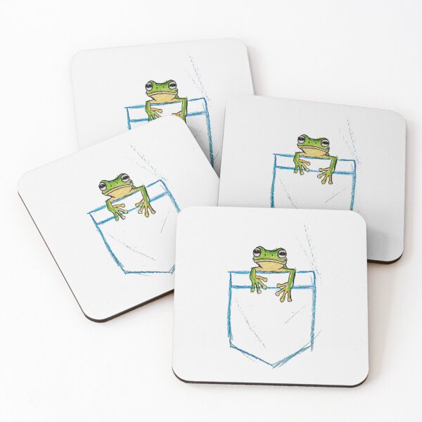 Item preview, Cute Frog in a Pocket Hand-Drawn Goblincore Aesthetic Green Tree Frog Illustration designed and sold by PixelQ.