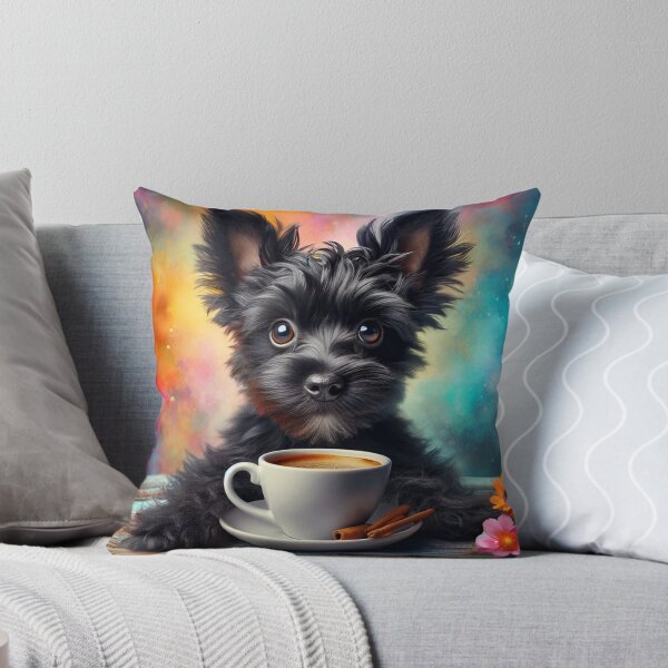 Item preview, Black Yorkshire Terrier Drinking Coffee: “Yorkie Roast” designed and sold by The Coffee Critters.