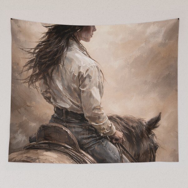 Item preview, Frontier Grace — Western Cowgirl Portrait designed and sold by SarahRoseZenaun.