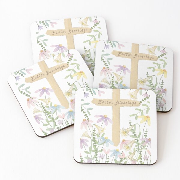 Item preview, Orthodox Easter Blessings Watercolor Cross And Flowers Gift designed and sold by ChaaiTee.