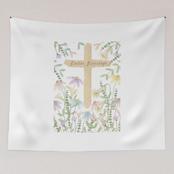 Item preview, Orthodox Easter Blessings Watercolor Cross And Flowers Gift designed and sold by ChaaiTee.