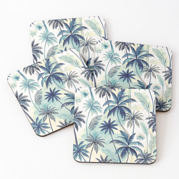 Item preview, Exotic Watercolor Oasis with Palm Trees in Navy Blue designed and sold by AOCollections.
