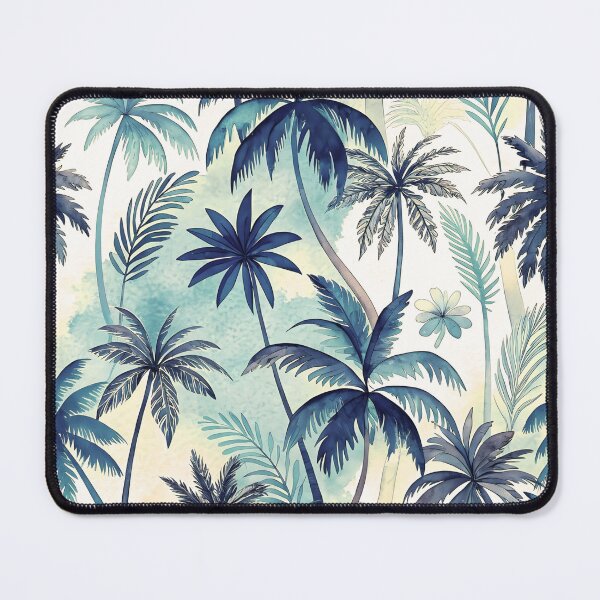 Item preview, Exotic Watercolor Oasis with Palm Trees in Navy Blue designed and sold by AOCollections.