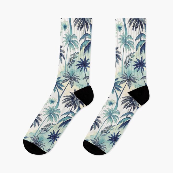 Item preview, Exotic Watercolor Oasis with Palm Trees in Navy Blue designed and sold by AOCollections.