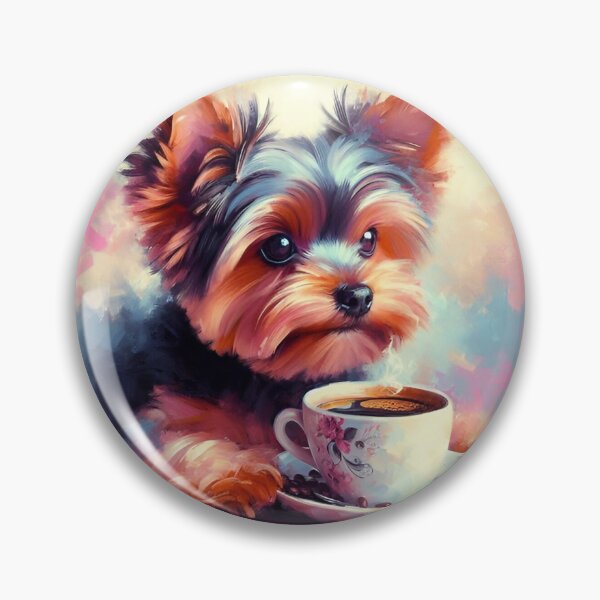 Item preview, Yorkshire Terrier Drinking Coffee: "Yorkshire Terrier Brew” designed and sold by The Coffee Critters.