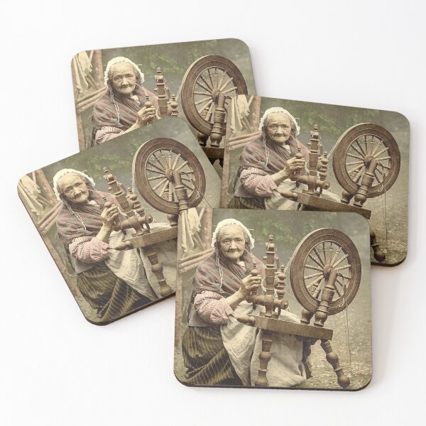 Item preview, Old Irish Woman Spinner With Spinning Wheel designed and sold by MugsAndDuds.