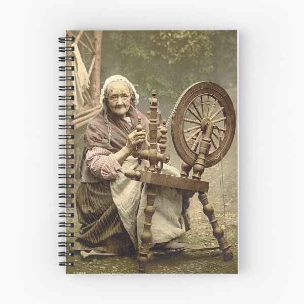 Item preview, Old Irish Woman Spinner With Spinning Wheel designed and sold by MugsAndDuds.