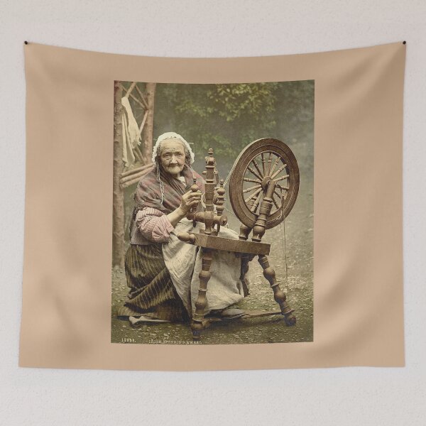 Item preview, Old Irish Woman Spinner With Spinning Wheel designed and sold by MugsAndDuds.