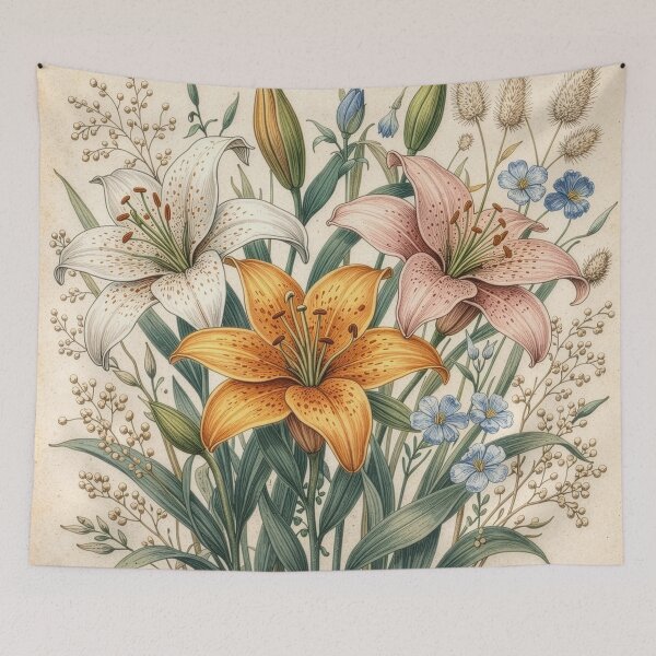 Item preview, Vintage Lily Botanical Illustration designed and sold by Rutvain.