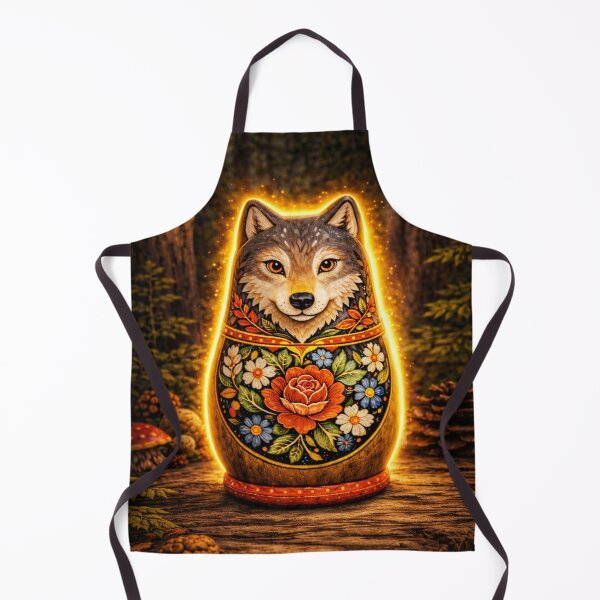 Item preview, Glowing Wolf Matryoshka Doll – Magical Forest Folk Art, Slavic Floral Nesting Doll Illustration designed and sold by chihuahuashower.