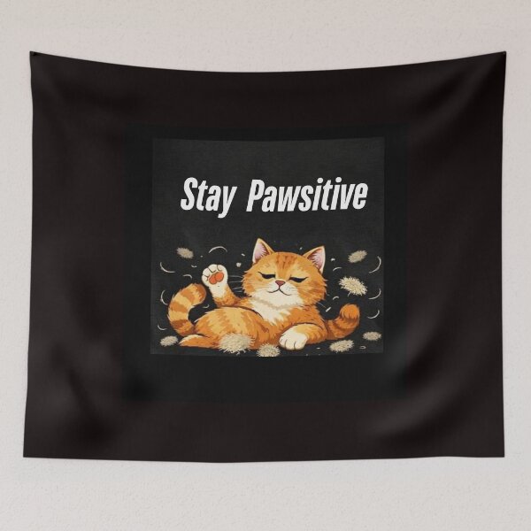 Item preview, Stay Pawsitive – Funny Ginger Cat Pun Illustration designed and sold by HALYNA070824.