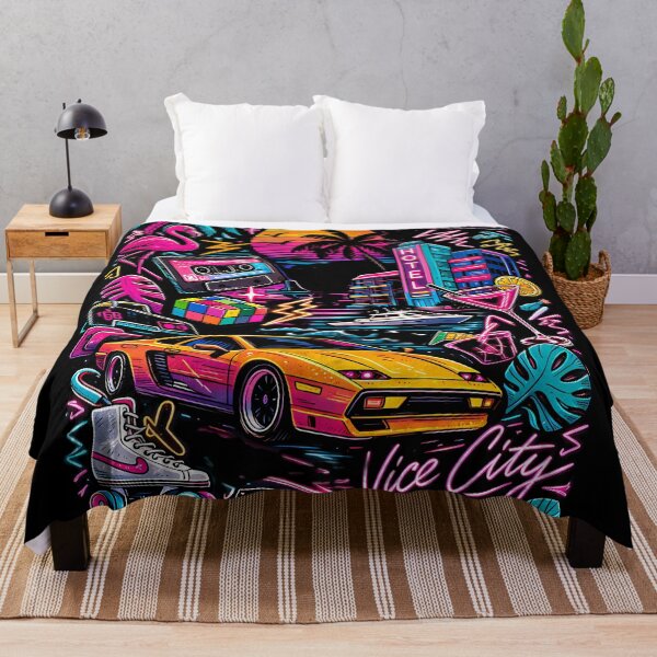 Item preview, Neon Vice City - Retro 80s Synthwave Collage designed and sold by Totallywasted.