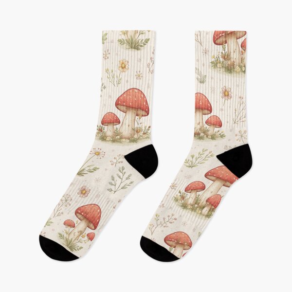 Item preview, Cute Cottagecore Mushroom Garden Seamless Pattern – Wildflower Forest Aesthetic designed and sold by Creativeeworld777.