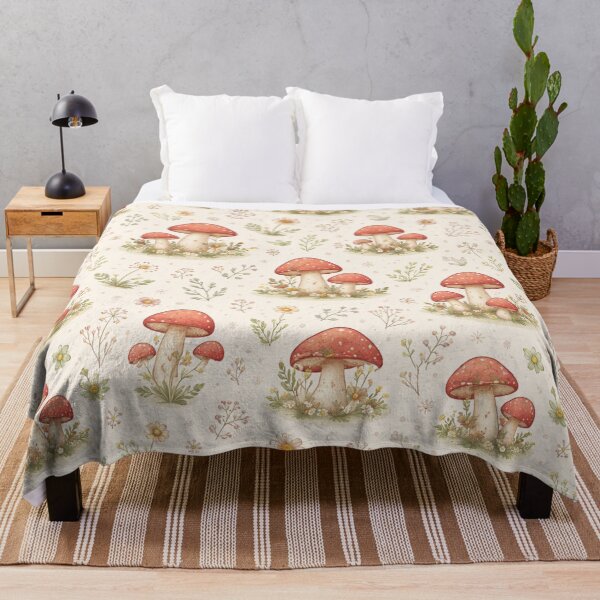 Item preview, Cute Cottagecore Mushroom Garden Seamless Pattern – Wildflower Forest Aesthetic designed and sold by Creativeeworld777.