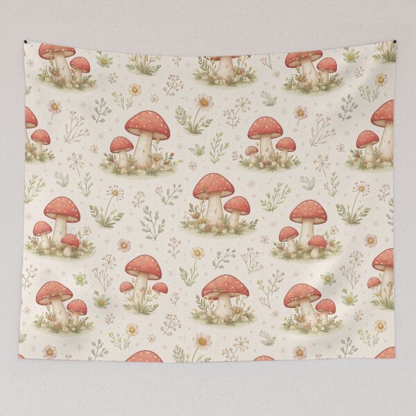 Item preview, Cute Cottagecore Mushroom Garden Seamless Pattern – Wildflower Forest Aesthetic designed and sold by Creativeeworld777.