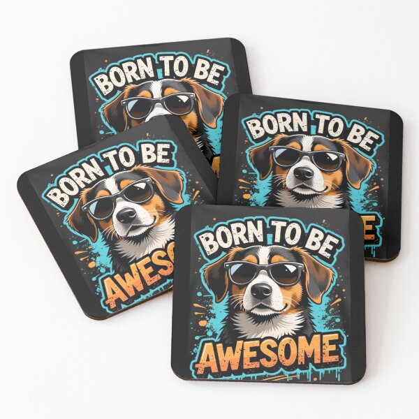 Item preview, Born To Be Awesome Dog with Sunglasses – Cool Confident Dog Lover Gift, Funny Proud Dog Design designed and sold by YourTrendyTees.