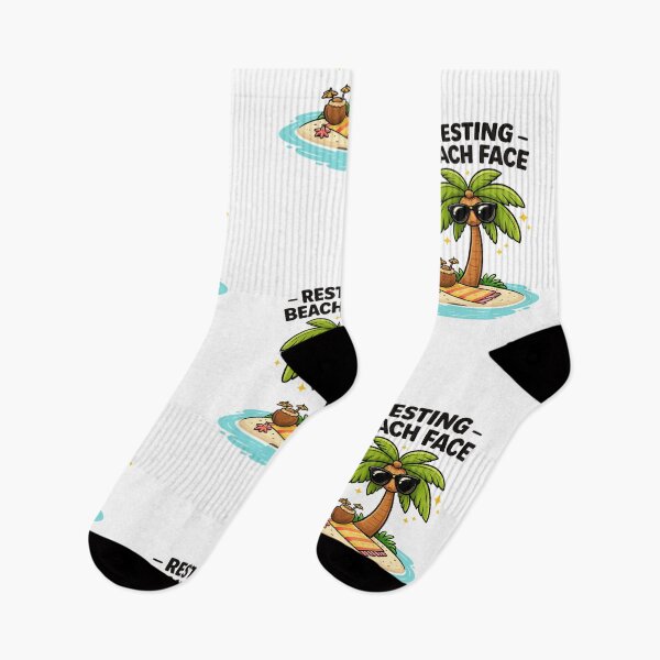 Item preview, Resting Beach Face Funny Beach T-Shirt – Cool Palm Tree Cartoon Summer Design designed and sold by Aredbox.
